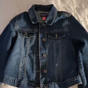 Childrens Place Kids Classic Denim Jacket - Dark Blue Kids Size  10/12